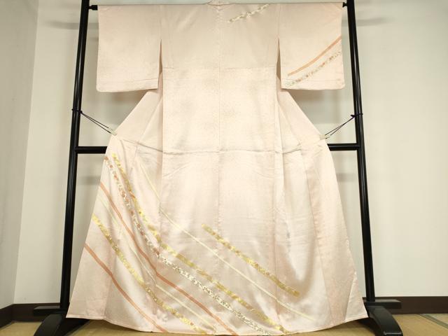 平和屋着物▽銀座きしや　訪問着　単衣　駒刺繍　蔓帯花文　金彩　正絹　逸品　DAAX3069az