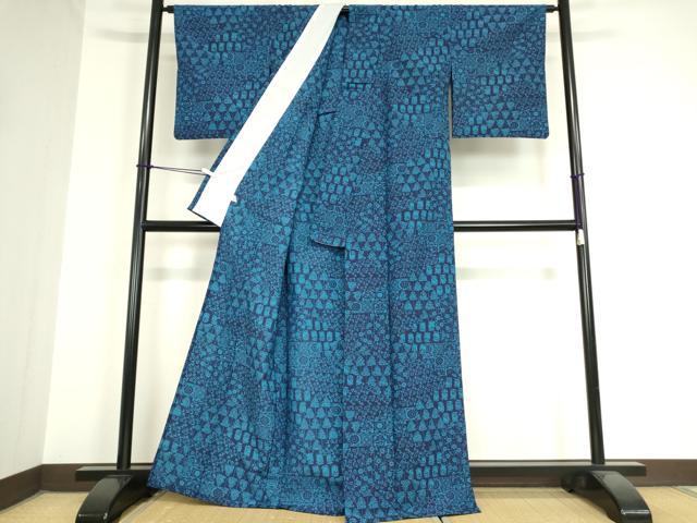 平和屋着物▽小紋 単衣 名物裂 洗える着物 DAAX3092az