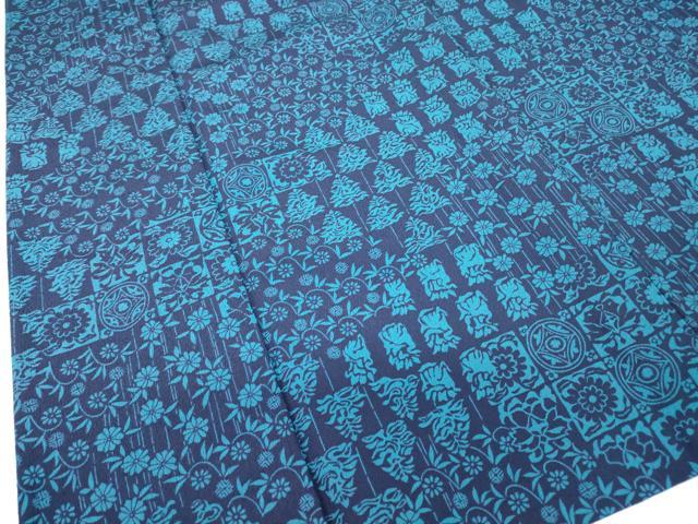 平和屋着物▽小紋　単衣　名物裂　洗える着物　DAAX3092az 平和屋着物▽小紋 単衣 名物裂 洗える着物 DAAX3092az