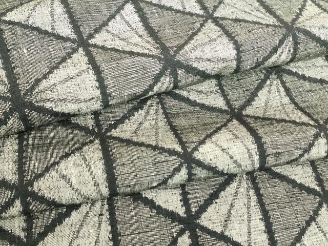 平和屋着物▽上質な紬　単衣　幾何学柄　正絹　逸品　DAAX3108az