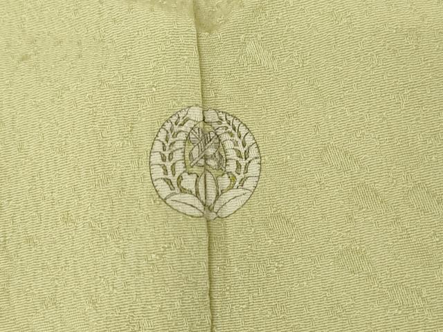 平和屋着物▽上質な色無地 単衣 石畳地紋 女郎花色 三越扱い