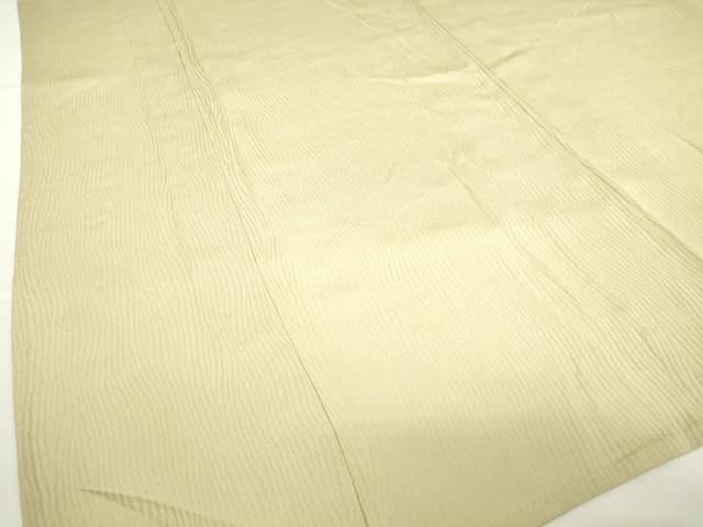 平和屋着物▽上質な色無地 単衣 縞地紋 練色 正絹 逸品