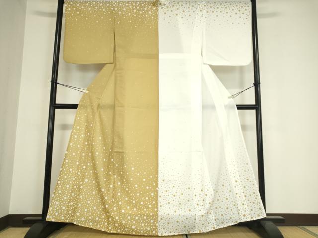 平和屋着物▽訪問着　単衣　片身替わり　水玉　洗える着物　DAAX3129az