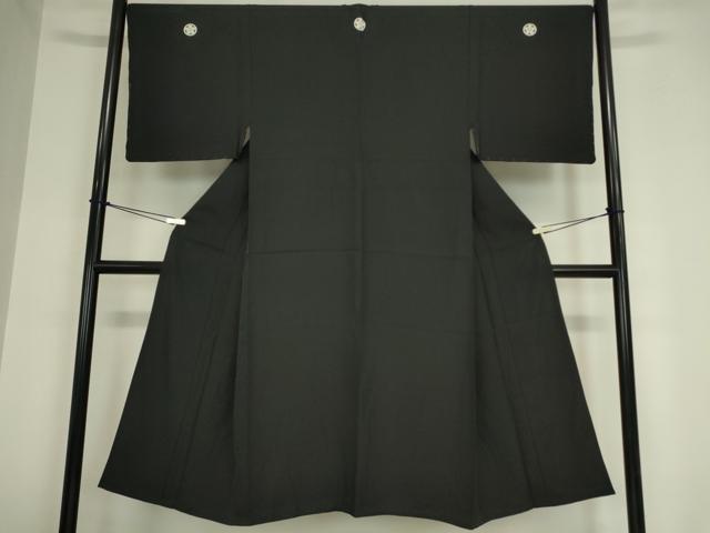 平和屋着物▽男性　黒紋付　単衣　正絹　逸品　未使用　DAAX3134az