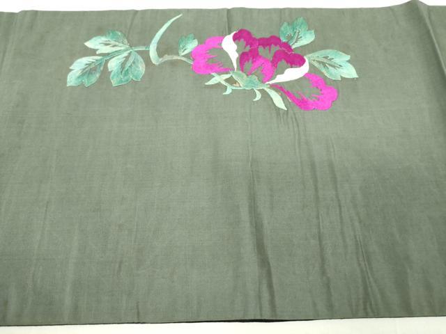 平和屋着物○アンティーク 大正ロマン 両面 京袋帯 刺繍 獅子に牡丹