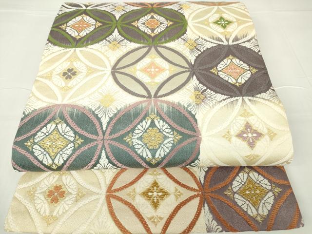 平和屋着物●六通柄袋帯　唐織　七宝花文　金糸　正絹　逸品　DAAX3540az