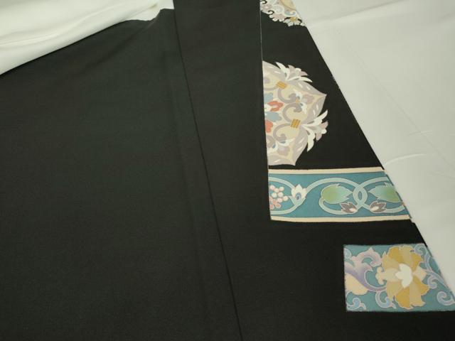 平和屋着物○豪華黒留袖 作家物 駒刺繍 正倉院鳳凰花文 金彩 正絹 逸品