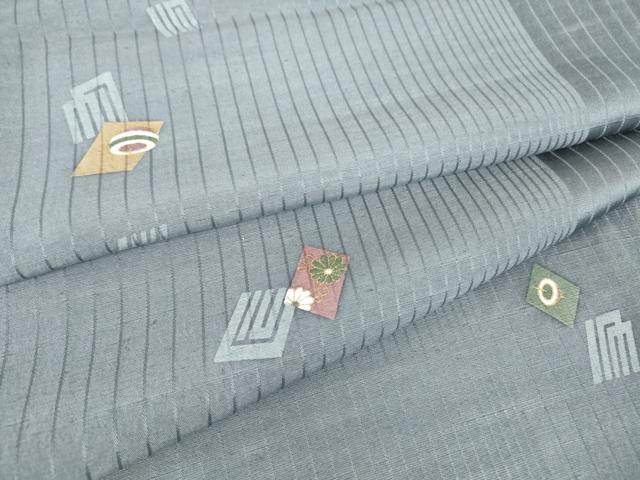 平和屋着物●上質な小紋　紬地　源氏香花文　独楽　金彩　正絹　逸品　DAAX3783az