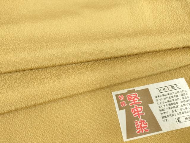平和屋着物●上質な色無地　堅牢染　山吹色　反端付き　正絹　逸品　未使用　DAAX3803az