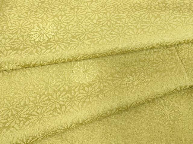 平和屋着物●上質な色無地　菊地紋　青朽葉色　正絹　逸品　DAAX3808az