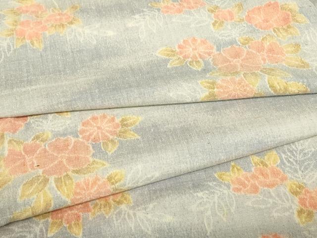 平和屋着物●小千谷紬　草花文　正絹　逸品　DAAX3814az