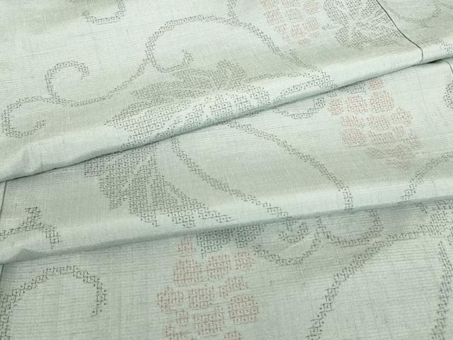 平和屋着物●結城紬　葡萄唐草文　100亀甲　正絹　逸品　DAAX3815az