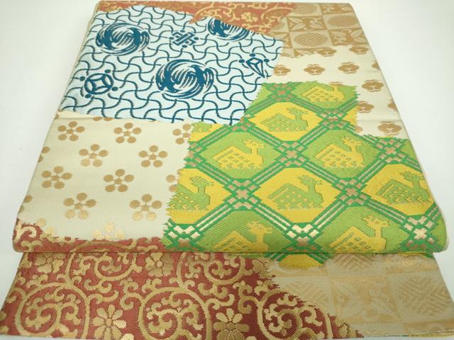 平和屋着物●西陣　川島織物　六通柄　本袋帯　名物裂花文　金糸　正絹　逸品　DAAX4015ps