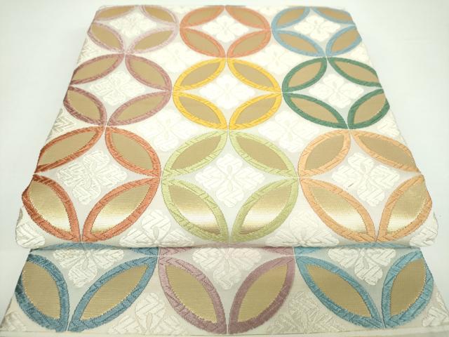 平和屋着物●六通柄袋帯　唐織　七宝花文　金糸　正絹　逸品　DAAX4029ps