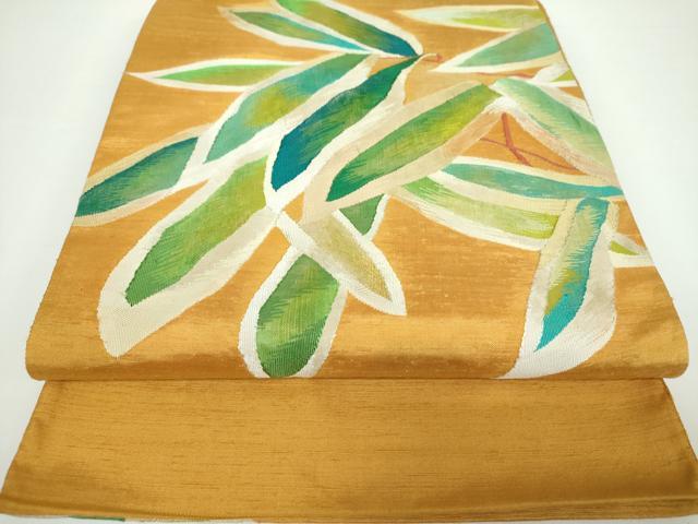 平和屋着物●西陣　太鼓柄袋帯　紬地　笹文　正絹　逸品　DAAX4038ps