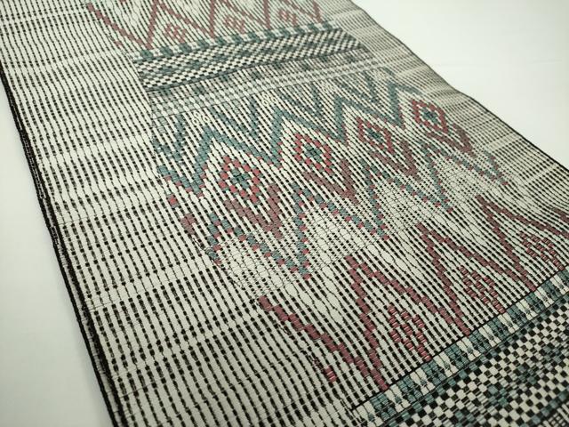 平和屋着物○八寸名古屋帯 菱文 銀糸 正絹 逸品 DAAX4053ps