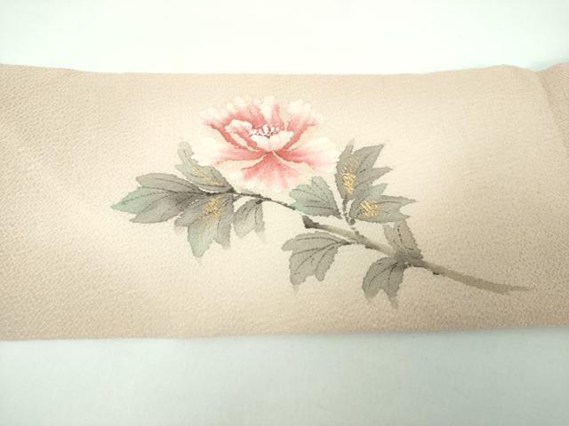 平和屋着物○内山晴祥 手描き 九寸名古屋帯 牡丹文 金彩 鬼