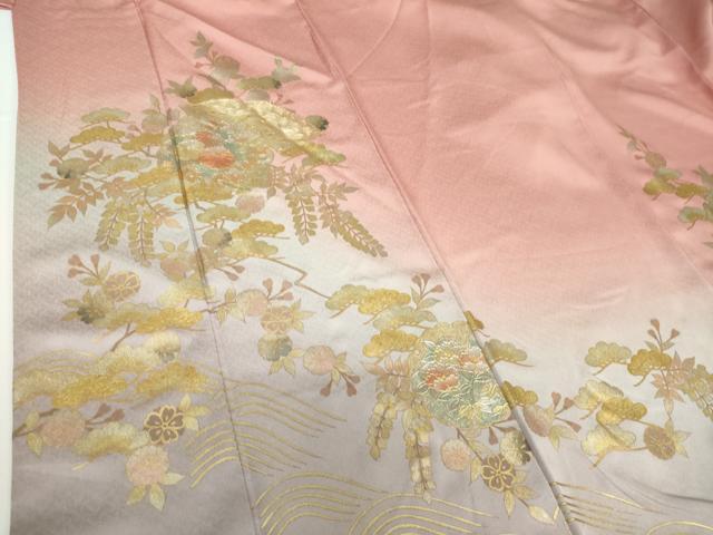 平和屋着物○訪問着 流水地紙雪輪花文 暈し染め 金彩