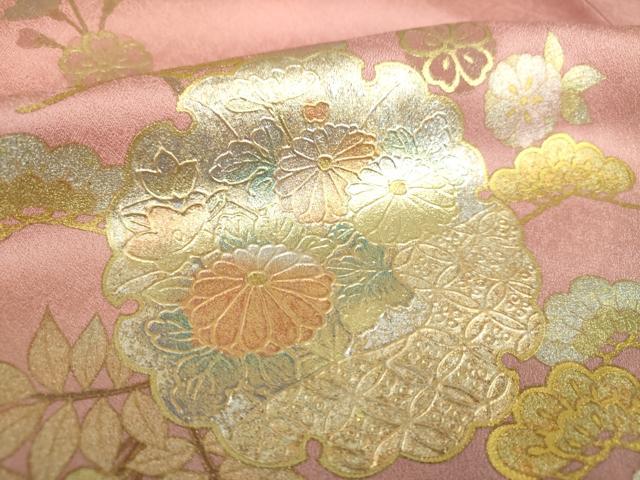 平和屋着物●訪問着　流水地紙雪輪花文　暈し染め　金彩　正絹　逸品　DAAX4120ps 平和屋着物○訪問着 流水地紙雪輪花文 暈し染め 金彩