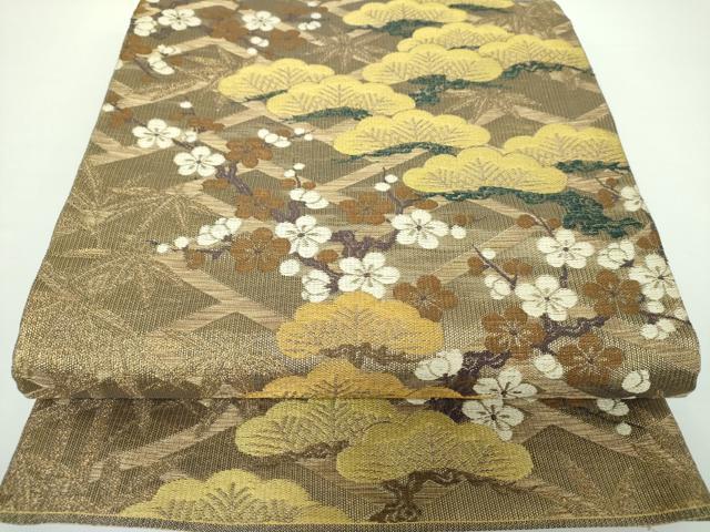 平和屋着物▽極上　創業280年　誉田屋源兵衛　六通柄袋帯　スリーシーズン帯　春　夏　秋　松竹梅　金糸　正絹　逸品　DAAX4173ps