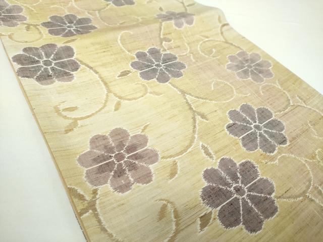 平和屋着物○全通柄袋帯 紬地 花唐草文 正絹 逸品 DAAX4174ps