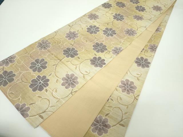 平和屋着物●全通柄袋帯　紬地　花唐草文　正絹　逸品　DAAX4174ps 平和屋着物○全通柄袋帯 紬地 花唐草文 正絹 逸品 DAAX4174ps