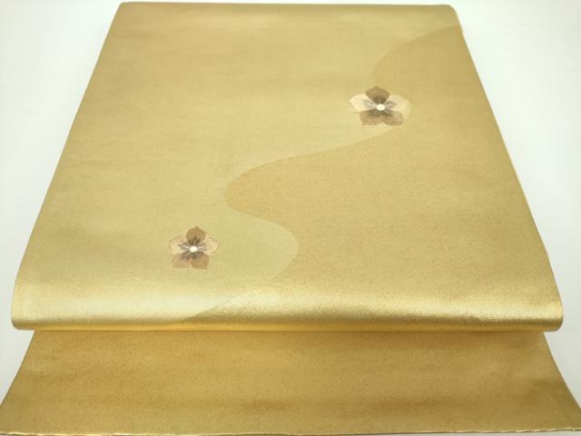 平和屋着物●太鼓柄袋帯　刺繍　蒔絵漆箔　霞花文　金糸　正絹　逸品　DAAX4175ps