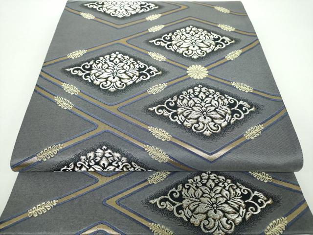 平和屋着物●六通柄袋帯　菱取有職　金銀糸　正絹　逸品　DAAX4185ps