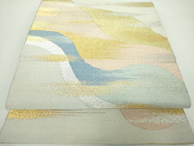 平和屋着物●爪掻き本綴れ　太鼓柄袋帯　霞文　金銀糸　正絹　逸品　DAAX4190ps