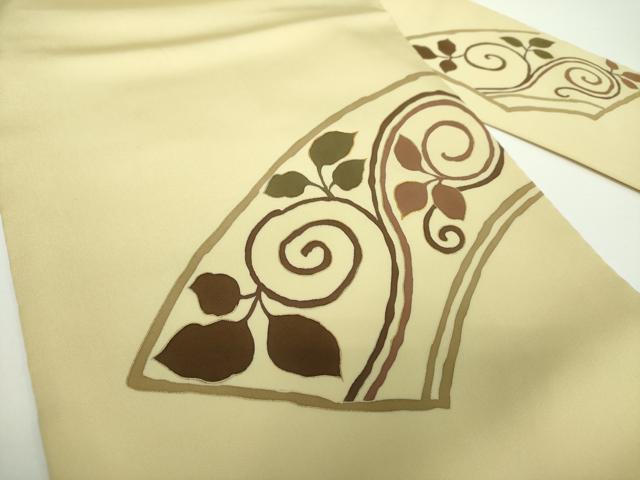 平和屋着物●塩瀬　九寸名古屋帯　駒刺繍　唐草文　金彩　宮腰織物　ますいわ屋扱い　正絹　逸品　DAAX4206ps 平和屋着物○塩瀬 九寸名古屋帯 駒刺繍 唐草文 金彩 宮腰織物