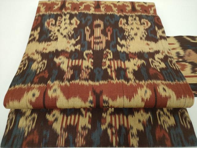 平和屋着物●極上　京都染織メーカー・貴久樹謹製　九寸名古屋帯　イカット　獣花文　綿　逸品　未使用　DAAX4250ps