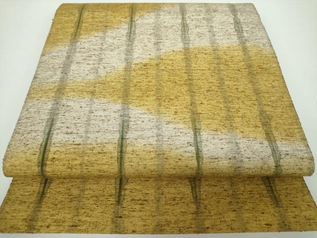 平和屋着物●八寸名古屋帯　ぜんまい紬　間道　やまと誂製　正絹　逸品　未使用　DAAX4256ps