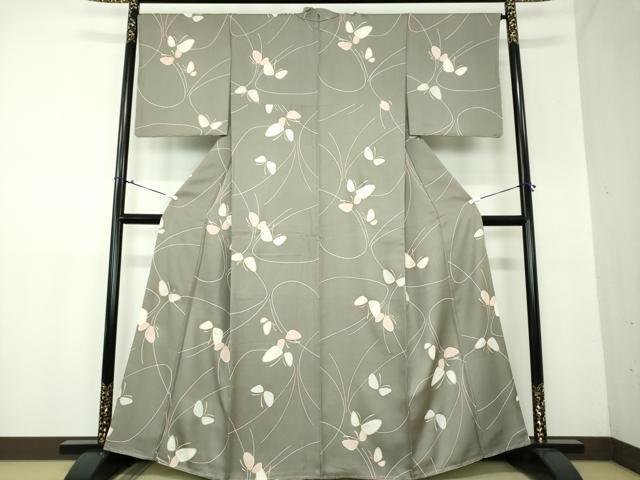 平和屋着物●上質な小紋　舞蝶文　金彩　反端付き　正絹　逸品　未使用　DAAX4272ps 平和屋着物○上質な小紋 舞蝶文 金彩 反端付き 正絹 逸品