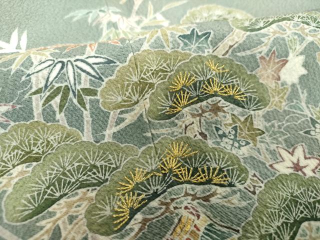 平和屋着物●訪問着　刺繍　立波風景花文　暈し染め　金彩　正絹　逸品　DAAX4290ps 平和屋着物○訪問着 刺繍 立波風景花文 暈し染め 金彩 正絹 逸品