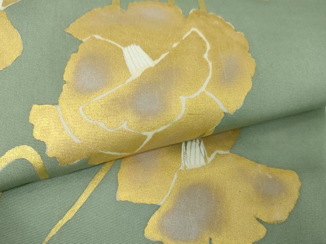 平和屋着物●塩瀬　九寸名古屋帯　ポピー　金彩　正絹　逸品　DAAX4345ps 平和屋着物○塩瀬 九寸名古屋帯 ポピー 金彩 正絹 逸品 DAAX4345ps