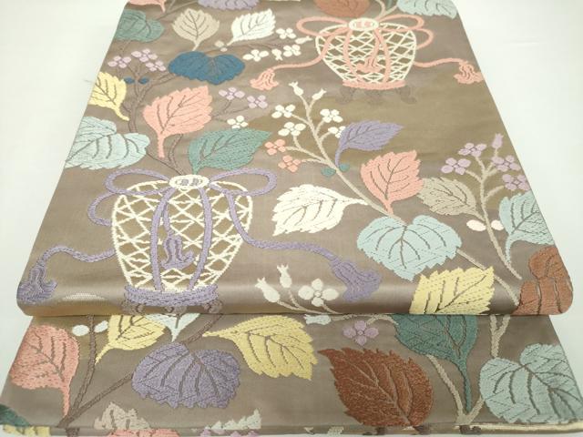 平和屋着物●六通柄袋帯　唐織　伝統工芸　秋海棠籠模様　金糸　正絹　逸品　DAAX4349ps