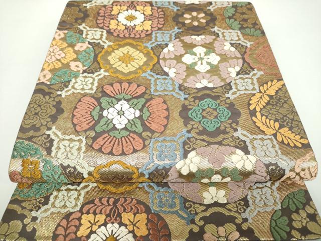 平和屋着物●六通柄袋帯　唐衣織　有職蜀江華文　正絹　逸品　DAAX4361ps