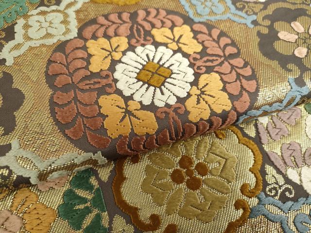 平和屋着物○六通柄袋帯 唐衣織 有職蜀江華文 正絹 逸品 DAAX4361ps