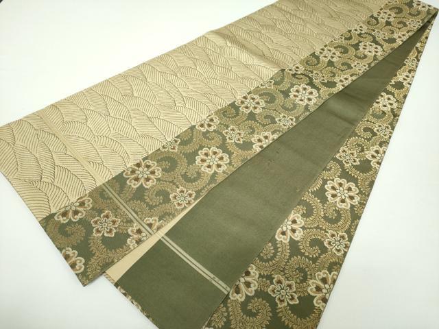 平和屋着物○両面 全通柄袋帯 流水花唐草間道 金糸 正絹