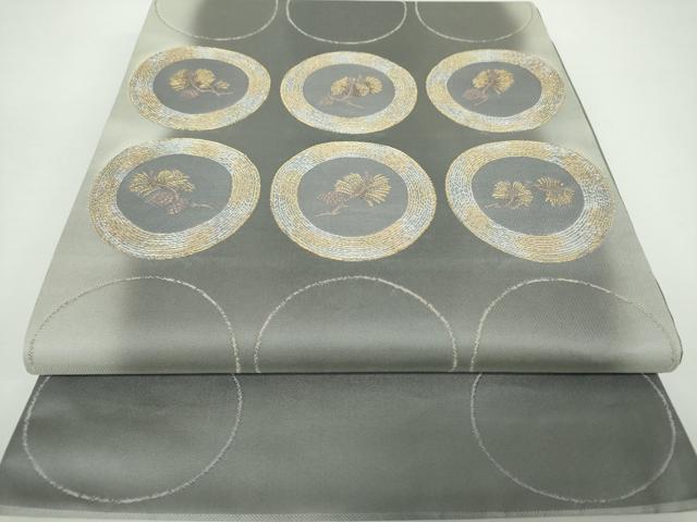 平和屋着物●西陣の名門　加納幸謹製　太鼓柄袋帯　若松葉丸文　金糸　正絹　逸品　DAAX4365ps