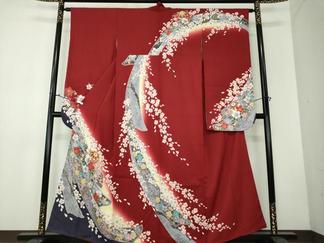 平和屋着物●豪華振袖　駒刺繍　花熨斗手毬文　暈し染め　金彩　正絹　逸品　DAAX4379ps