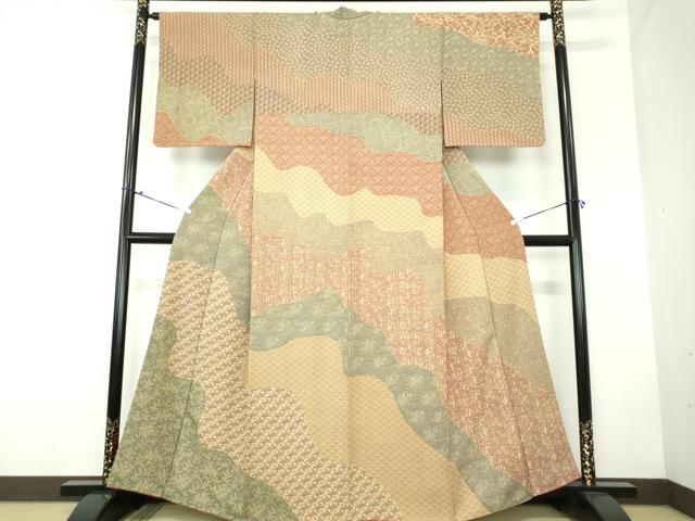 平和屋着物●江戸小紋　訪問着　道長花文　正絹　逸品　DAAX4387ps