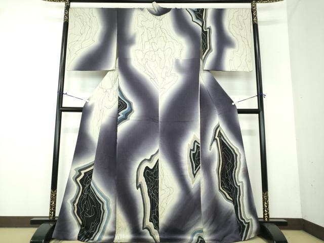 平和屋着物●伝統工芸士　京友禅染色作家　田家鬼彩　訪問着　霞文　暈し染め　ロング丈　正絹　逸品　DAAX4402ps