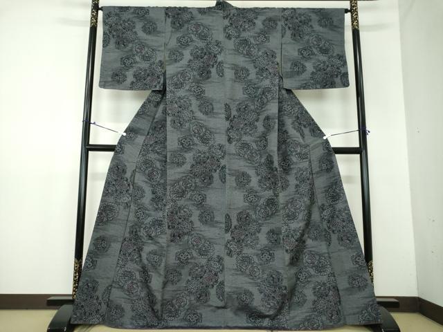 平和屋着物●上質な紬　花絵皿　正絹　逸品　未使用　DAAX4434ps