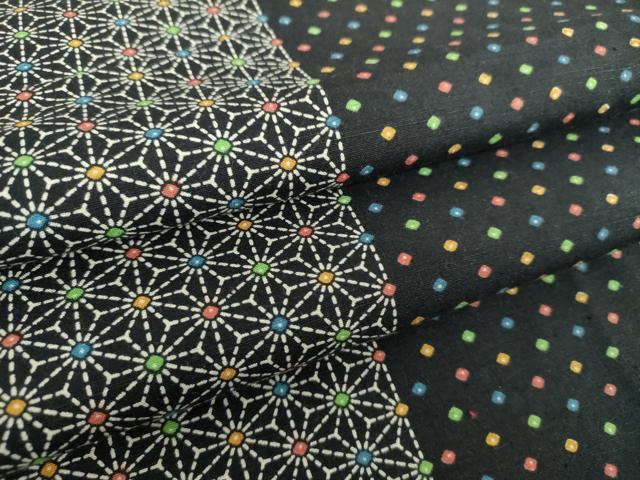 平和屋着物○上質な紬 麻の葉間道 黒地 正絹 逸品 未使用 DAAX4444ps