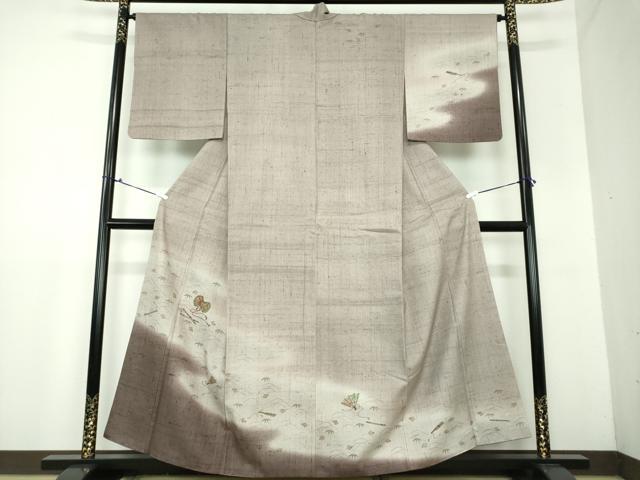 平和屋着物●生紬　訪問着　楽器笹文　正絹　逸品　DAAX4465ps