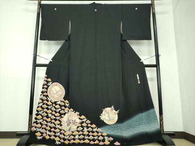 平和屋着物●本加賀友禅作家　白坂幸蔵　黒留袖　絵皿図　暈し染め　大丸扱い　正絹　逸品　DAAX4496ps