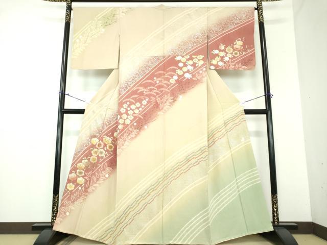 平和屋着物●十日町　名門　滝泰謹製　訪問着　絞り　吉祥花文　金銀彩　正絹　逸品　DAAX4517ps