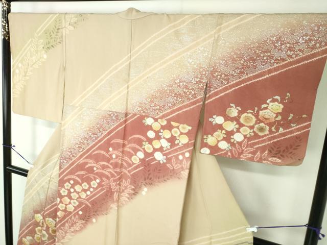 平和屋着物○十日町 名門 滝泰謹製 訪問着 絞り 吉祥花文 金銀