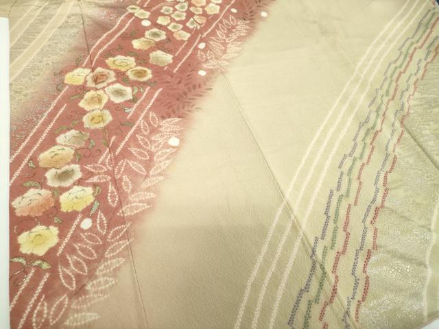 平和屋着物○十日町 名門 滝泰謹製 訪問着 絞り 吉祥花文 金銀